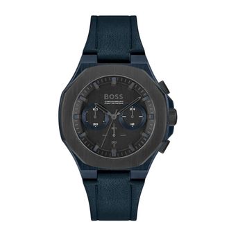 HUGO BOSS Taper Chronograph - unisex - Accessoires - Blauw - Maat: ONE Size Leer
