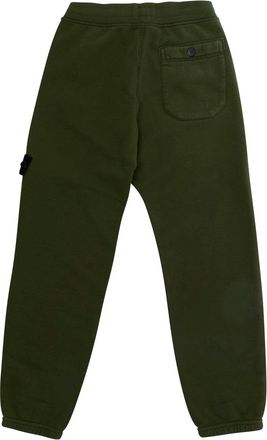 Stone Island Boys Sweat Bottoms Green Cotton Trousers