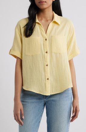 Beach Lunch Lounge River Gauze Shirt in Fresh Lemonade at Nordstrom, Size X-Small