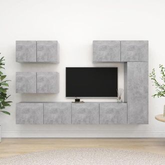 vidaXL Vidaxl - Set di Mobili Porta tv 6 pz Grigio Cemento in Legno Multistrato