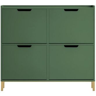 SoBuy Scarpiera con 4 ribalte Portascarpe salvaspazio Regolabili Verde Scuro L100xP19xA90cm FSR100-SY - Sobuy