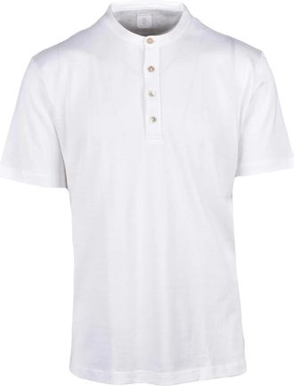 Eleventy White Men Cotton Henley T-shirt