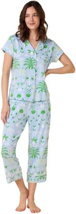The Cats Pajamas Pima Knit Holiday Capri Set in Tropicana Palm at Nordstrom, Size X-Large
