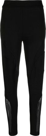 Philipp Plein sheer-panel ribbed stretch leggings - women - Cotton - L - Black