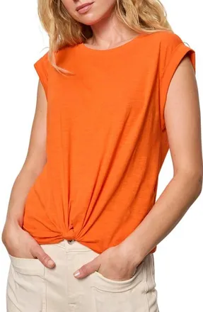 Sanctuary Knotted Muscle Tee in Hibiscus Orange at Nordstrom, Size X-Large