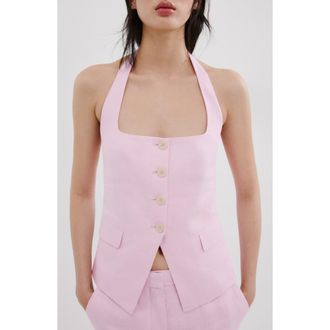 Mango Linen Suit Waistcoat in Pink at Nordstrom, Size Xx-Small