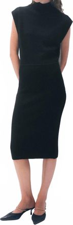 White + Warren Cashmere Sleeveless Dress In Black