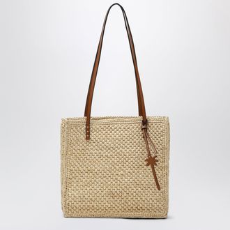 Maneb&igrave; Beige raffia tote bag