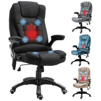 OEM Silla De Masaje Con 6 Puntos De Masaje Con Funci&oacute;n De Calefacci&oacute;n Altura Ajustable Y Ruedas 68x72x110-120 Cm Negro