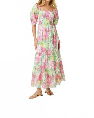 Lilly Pulitzer Hadly Short Sleeve Smocked Maxi Dress In Resort White Mum Patch