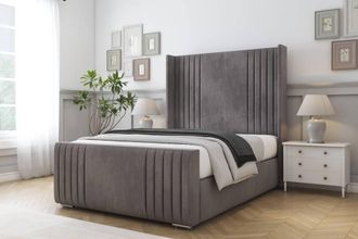 Comfort Beds Elise Naples Bed Frame - 50 Upholstered Wingback Headboard in Grey | Size: Single