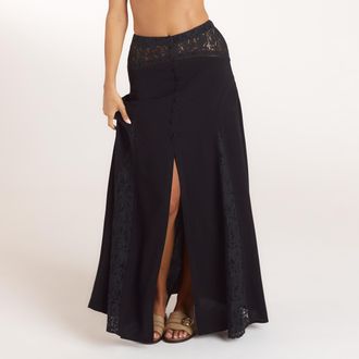 Lounge Maxi-rok met kant - Zwart - 34