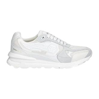 Philipp Plein Schoenen, Heren, Wit, 45 EU, Leer, Runner Titan Edge