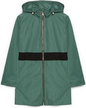 Fiorella Rubino Parka met contrasterende band - Dames - Parka Jassen - Groen - 4XL - Polyester - Jassen