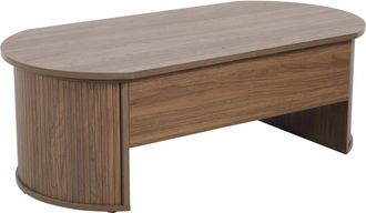 Oviala Mesa de centro ovalada con tablero elevable efecto madera oscura