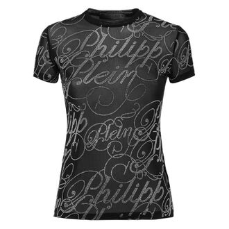 Philipp Plein Tops, Dames, Zwart, S, Polyester, T-Shirt Pure Signature