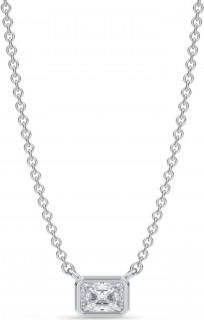 Allurez Radiant Lab Diamond Solitaire Pendant Necklace 14K White Gold (0.25ct)