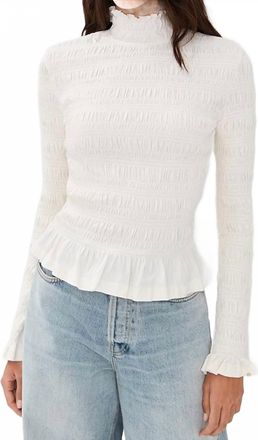 Merlette Kantor Ruffled Cuffs And Hemline Top In Opaline