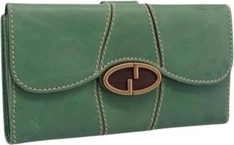 Gucci Pre-owned Vintage Long Wallet - Dames - Vintage Accessoires - Groen - ONE Size - Leer - Vintage