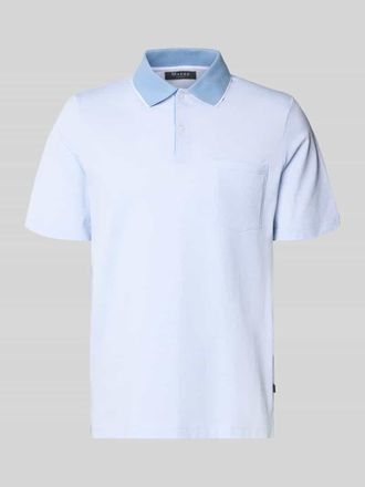 Maerz MAERZ Muenchen Regular Fit Poloshirt mit Strukturmuster und Brusttasche in Bleu, Gr&ouml;&szlig;e 48