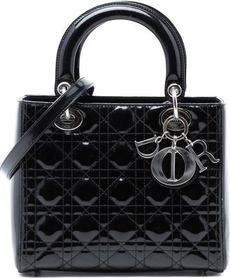 Dior Pre-owned Dior Medium Patent Cannage Lady Dior 01-BO-0112