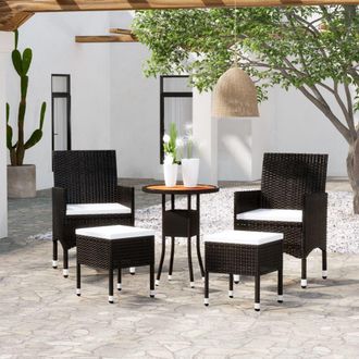 vidaXL Juego De Muebles De Jard&iacute;n De 5 Piezas Rat&aacute;n Sint&eacute;tico Negro Vidaxl