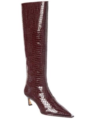 Alexandre Birman Kyra 50 Croc-Embossed Patent Knee-High Boot