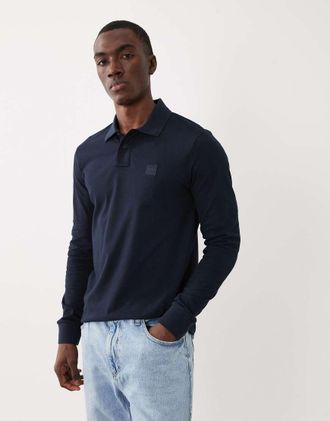 Boss Orange by Hugo Boss Passerby - Polo a maniche lunghe blu navy