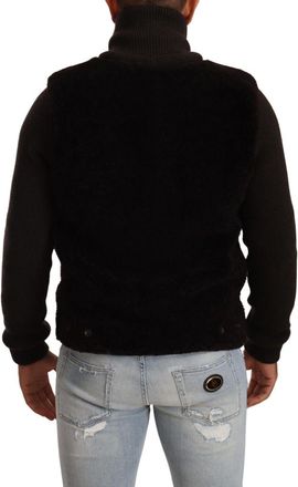 Dolce & Gabbana Black Leather Mens Turtle Neck Coat Jacket Clothing
