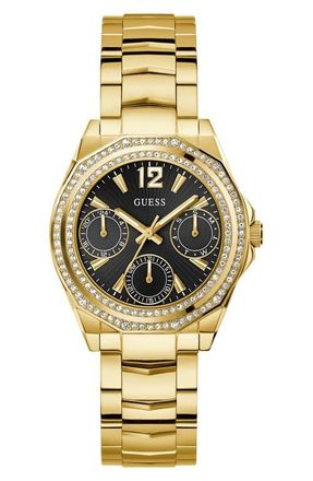 Guess Crystal Bezel Chronograph Bracelet Watch, 36mm in Gold Tone at Nordstrom