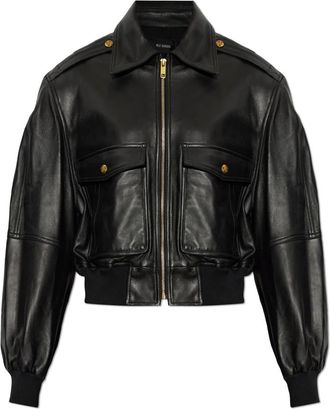 Willy Chavarria Cropped Leren Jas - Dames - Jassen - Zwart - Maat: S Katoen