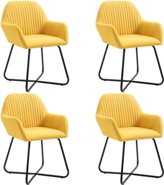 vidaXL Vidaxl - Sillas De Comedor 4 Unidades Tela Amarillo