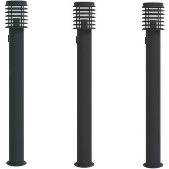 vidaXL Vidaxl - L&aacute;mparas De Suelo Exterior Con Enchufe 3 Uds Acero Negro 110 Cm