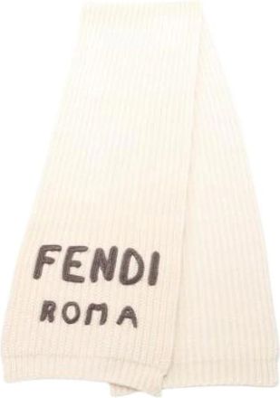 Fendi Pre-owned Scarves, female, Beige, Size: ONE SIZE Pre-owned Wool Scarf