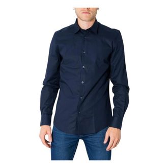 Antony Morato Blauwe Knoop Lange Mouw Klassiek Overhemd - Heren - Casual Overhemden - Blauw - XS - Katoen - Overhemden