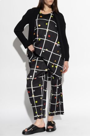 Pleats Please Issey Miyake Pleated Trousers With Print, Womens, Black