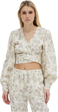 Erika Cavallini Semi Couture Blouses - Dames - Blouses - Wit - XL - Linnen - Overhemden