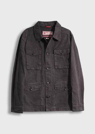 Iron And Resin Mens Herringbone Military Jacket In Charcoal