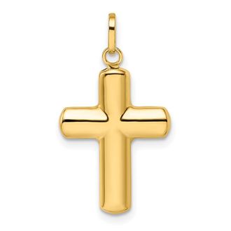 Diamond2Deal 14k Yellow Gold Polished Puffed Cross Pendant