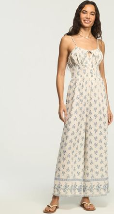 Lucky Brand Womens Gauze Smocked Waist Jumpsuit