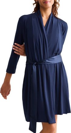 Fleur't Iconic Short Robe in Ink at Nordstrom, Size X-Small