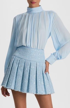 Alice & Olivia Gertrude Mock Neck Top in Carolina Blue at Nordstrom, Size X-Large