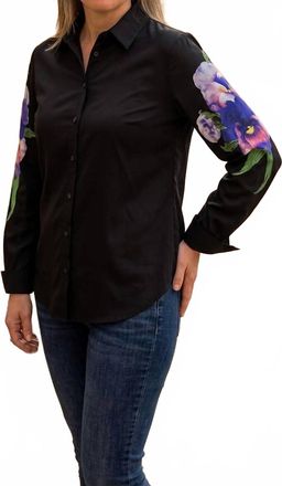 Ravel Pansy Floral Sleeve Shirt In Black