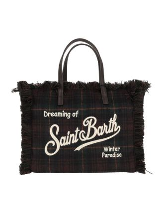 MC2 Saint Barth Rectangular Tartan Embroidered Tote Bag