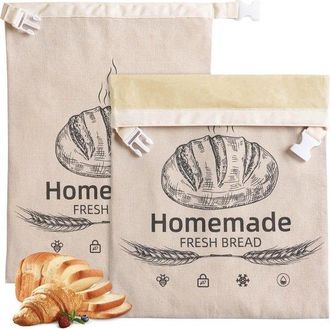 OEM Juego De 2 Bolsas De Pan De Cera De Abeja, 43 X 33 Cm, Bolsas De Pan De Algod&oacute;n Reutilizables, Bolsas Almacenamiento Algod&oacute;n Recubiertas, Beige