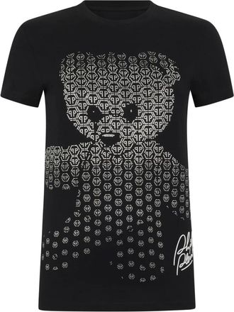 Philipp Plein T-Shirt Pure Fit Teddy Teddybeer - Dames - T-shirts - Zwart - XS - Katoen - Tops