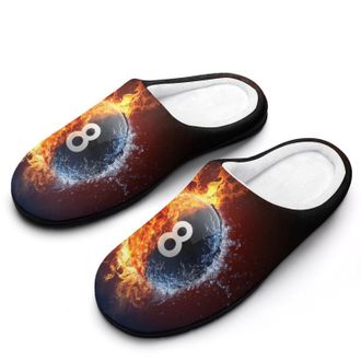 Generic Billiard Ball On Fire And Water Womens Slippers Warm House Slippers Indoor House Shoes with Anti-Skid Rubber Sole