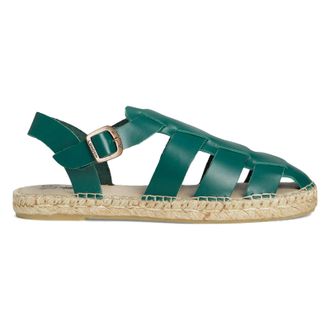 FLY London SOWA551FLY Brooklyn Leather Womens Espadrilles Sandals - Dark Moss - Size:UK 7