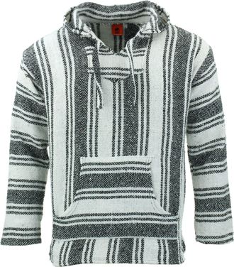 Loud Elephant Recycled Mexican Baja Jerga Hoody - White Black (XX-Large)