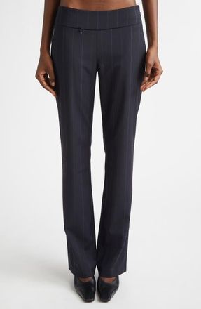 Paloma Wool Saba Pinstripe Low Waist Straight Leg Pants in Blue at Nordstrom, Size 12 Us